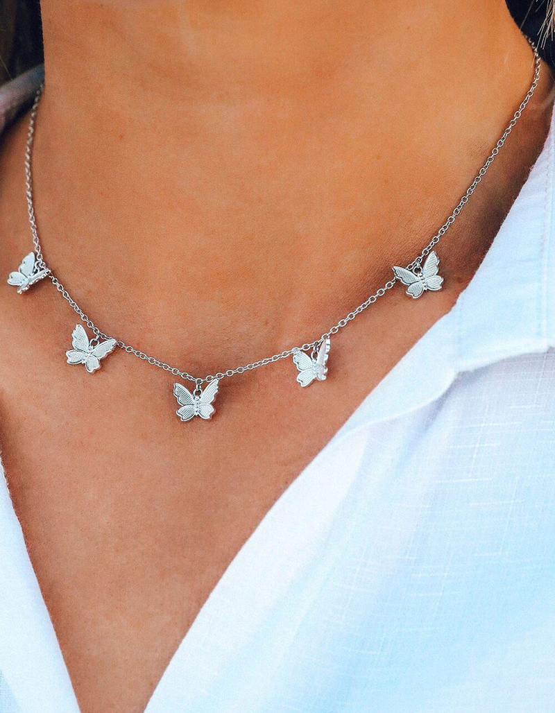 PURA VIDA Butterfly In Flight Silver Choker image number 1