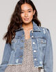 HIGHWAY Destroyed Fray Womens Cropped Denim Jacket image number 1