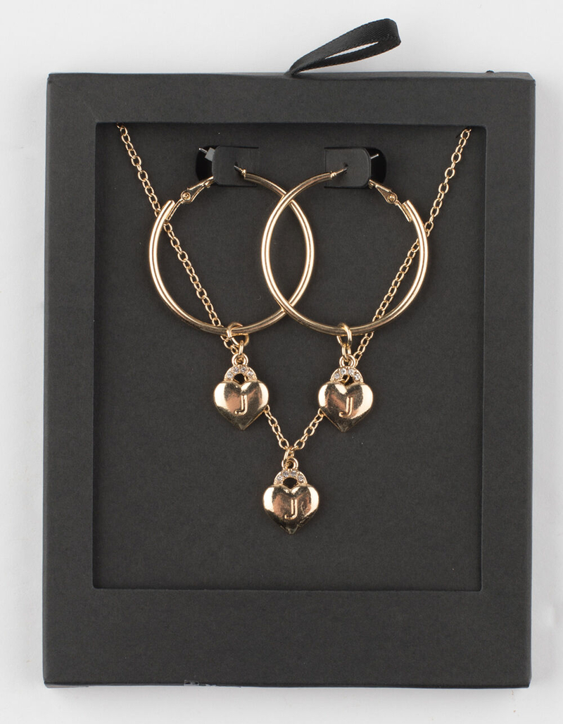 FULL TILT J Heart Hoop Earrings & Necklace Set image number 4