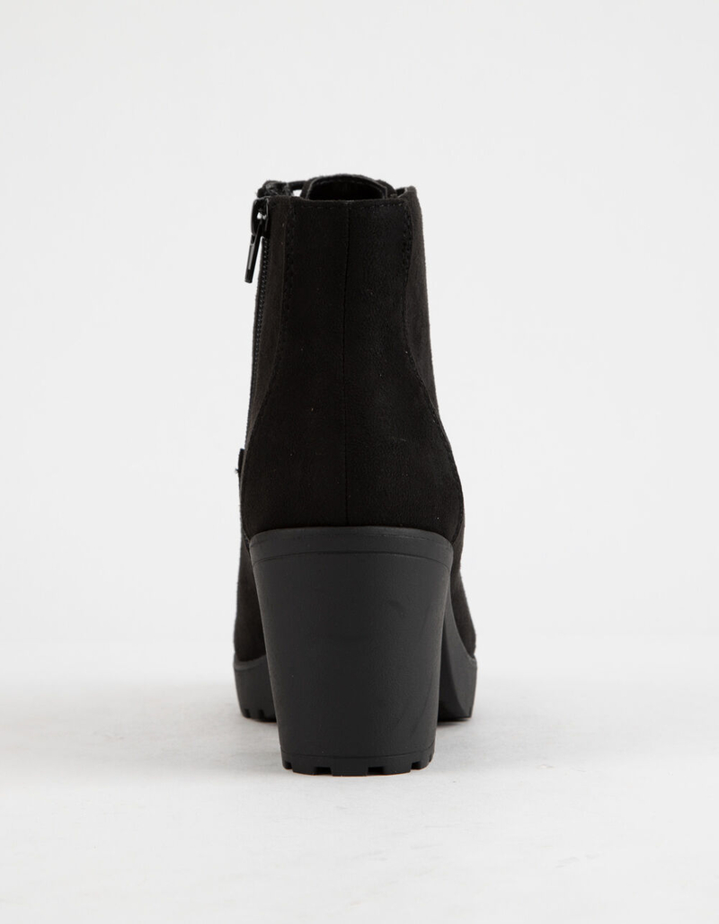 SODA Lug Sole Lace Up Black Womens Booties image number 3