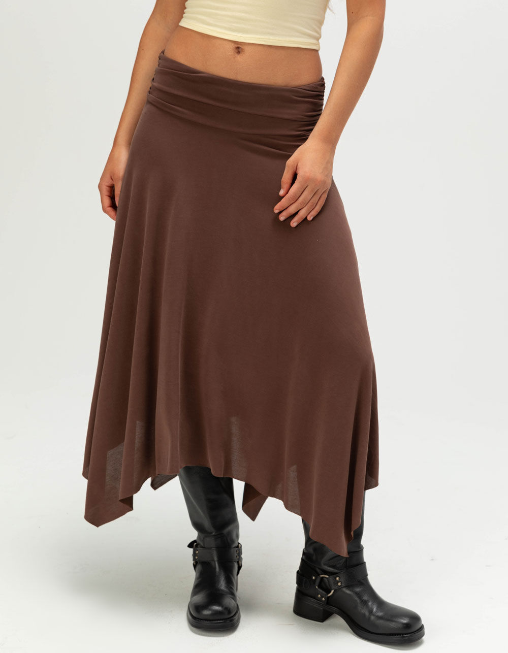WEST OF MELROSE Womens Fold Over Maxi Skirt - BROWN | Tillys