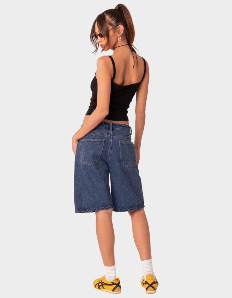 EDIKTED Oversized Low Rise Denim Womens Bermuda Jorts image number 3