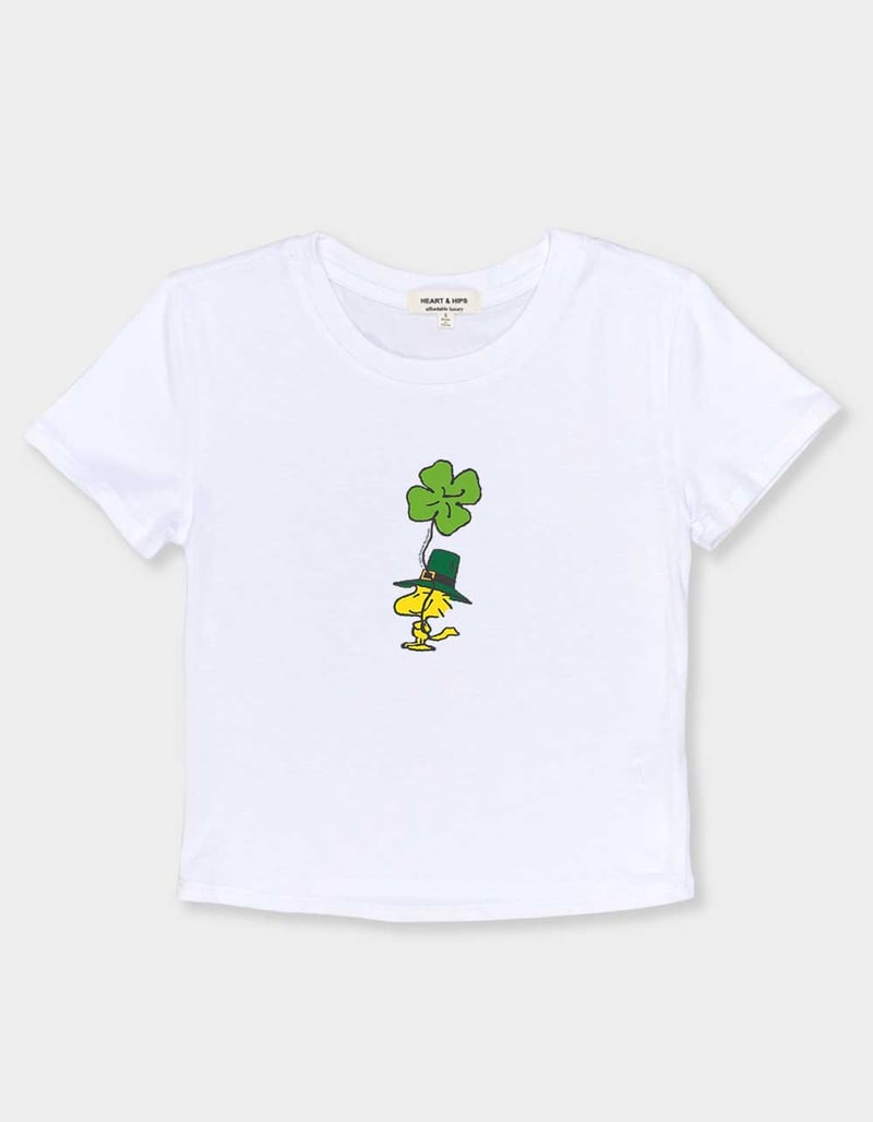 PEANUTS Woodstock Shamrock Womens Baby Tee image number 1