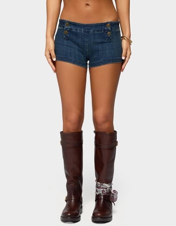 EDIKTED Sashe Stretchy Denim Shorts Primary Image