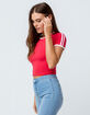 BOZZOLO Varsity Stripe Red Womens Ringer Crop Tee image number 1