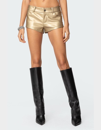 EDIKTED Melodi Faux Leather Micro Shorts Primary Image