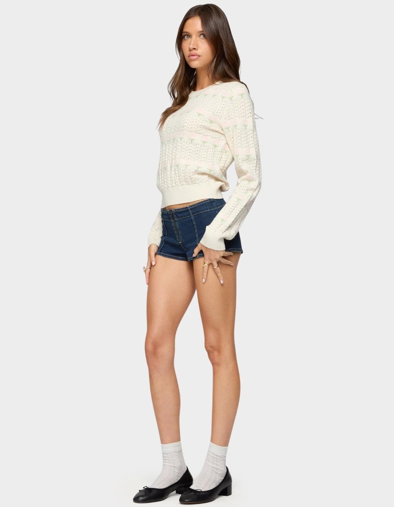 EDIKTED Emerie Flower Textured Knit Sweater image number 3