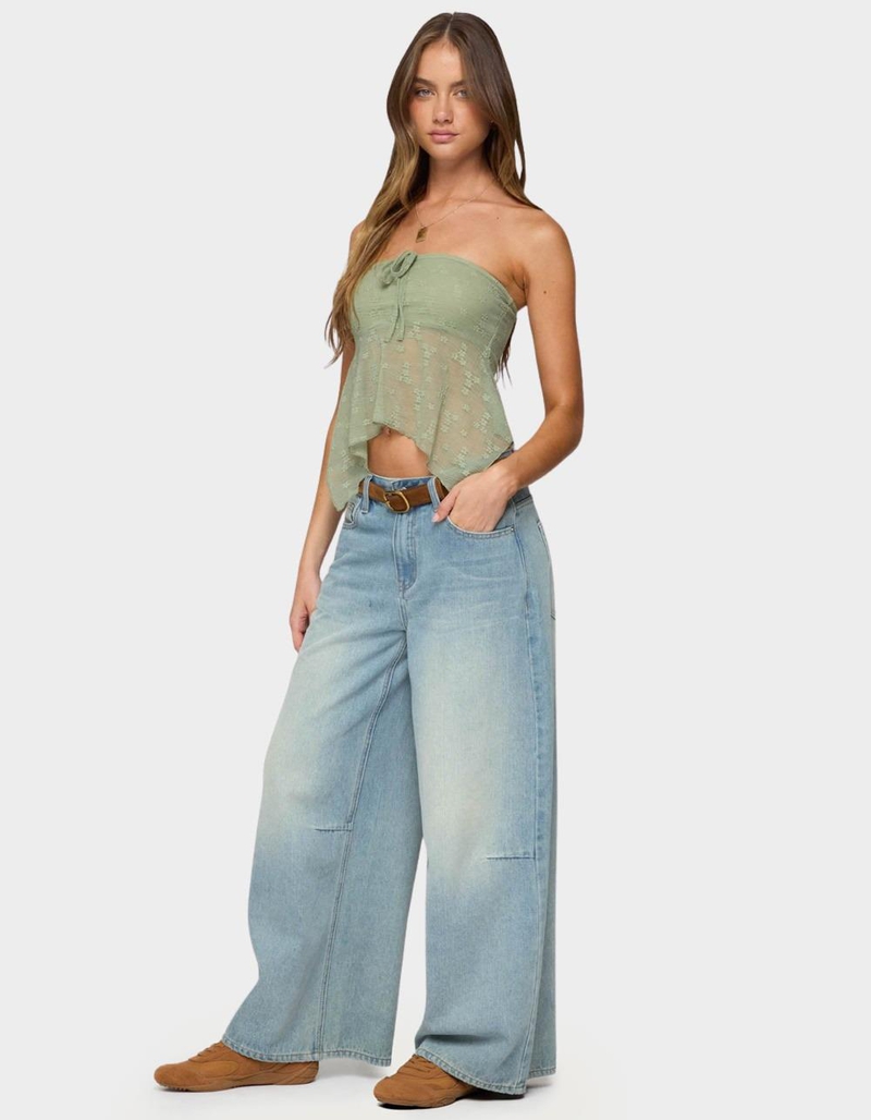 EDIKTED Embroidered Sheer Strapless Top image number 3