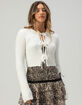 WEST OF MELROSE Fuzzy Tie Front Womens Cardigan image number 1