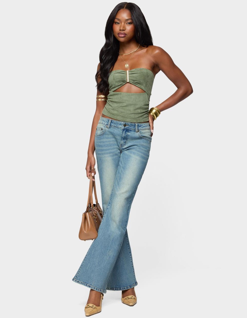 EDIKTED Jenni Washed Low Rise Flared Jeans image number 4