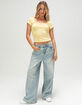 RSQ Womens Square Neck Pointelle Top image number 2