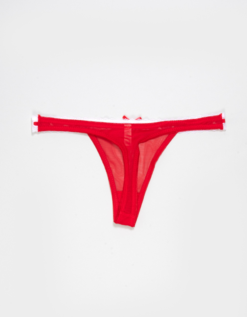 FULL TILT Ribbon Lace Trim Thong image number 1