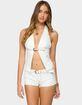 EDIKTED Ciel Split Front Denim Halter Top image number 1