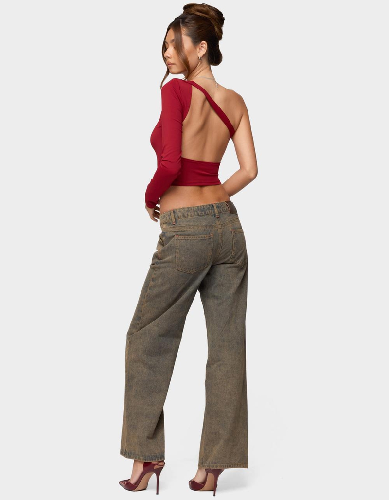 EDIKTED Mila Asymmetric Backless One Shoulder Top image number 3