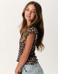 FULL TILT Leopard Mesh Bow Girls Top image number 4