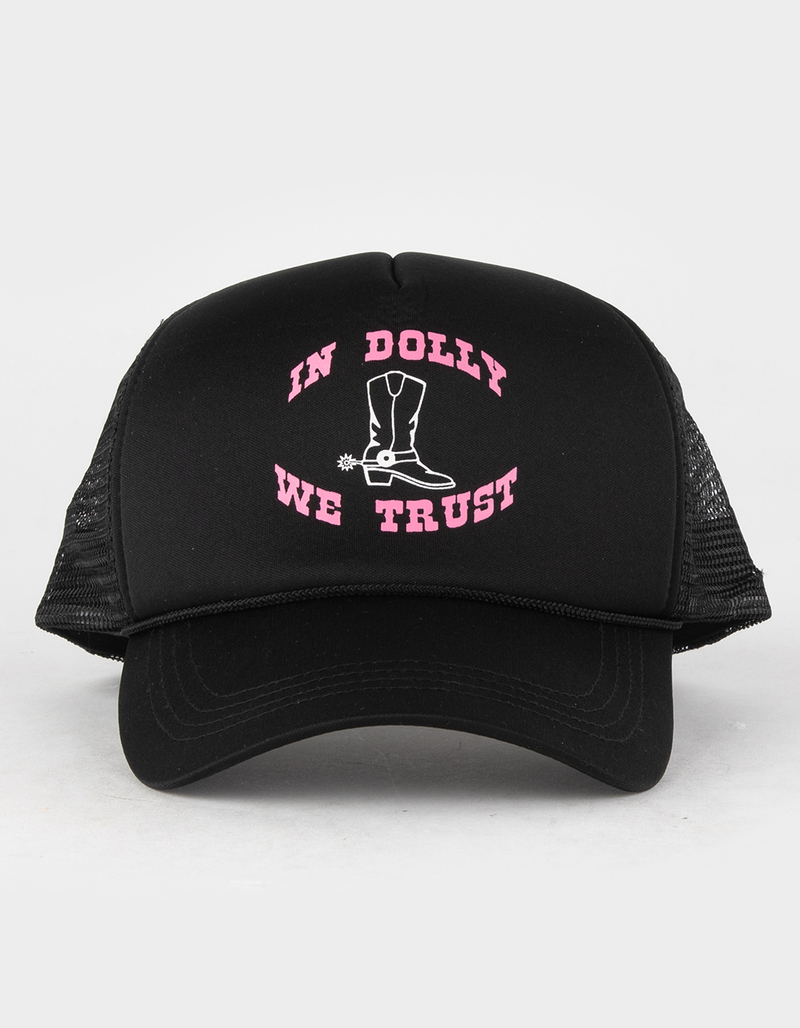 In Dolly We Trust Womens Trucker Hat image number 0
