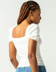 WEST OF MELROSE Squared Away Puff Sleeve Womens White Top image number 3