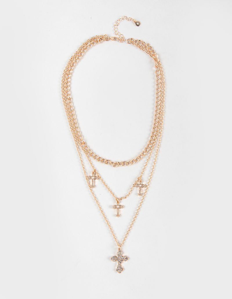 FULL TILT Layered Multi Cross Charm Necklace image number 0