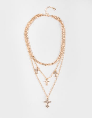 FULL TILT Layered Multi Cross Charm Necklace Primary Image