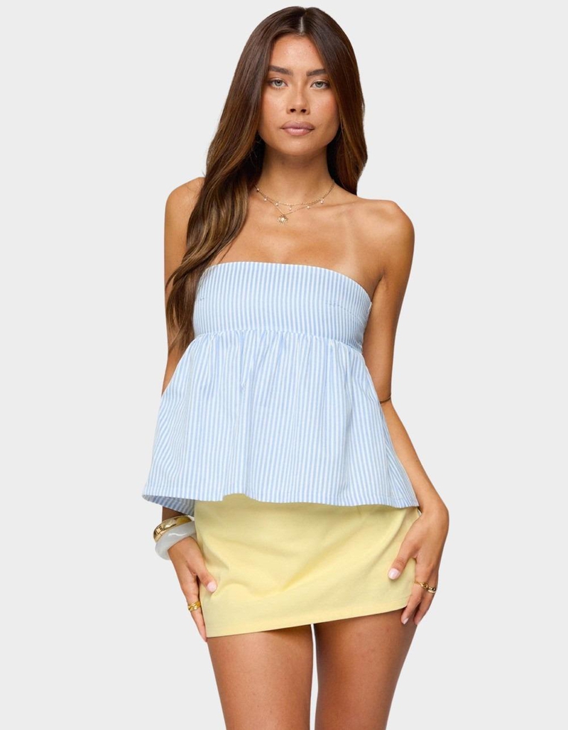 EDIKTED Maddie Strapless Striped Babydoll Top image number 0