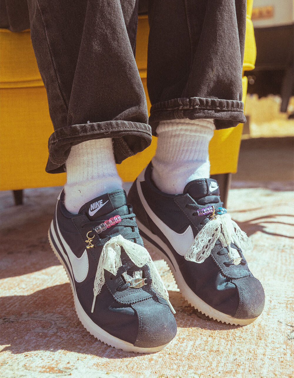 nike cortez on foot