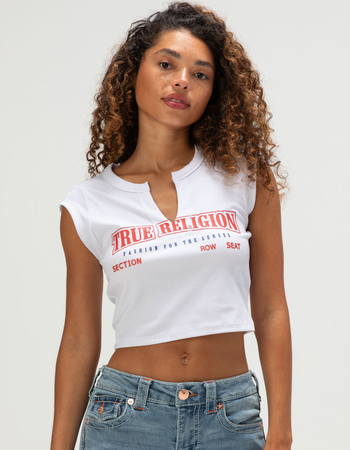 TRUE RELIGION Logo Womens V-Notch Tee Primary Image