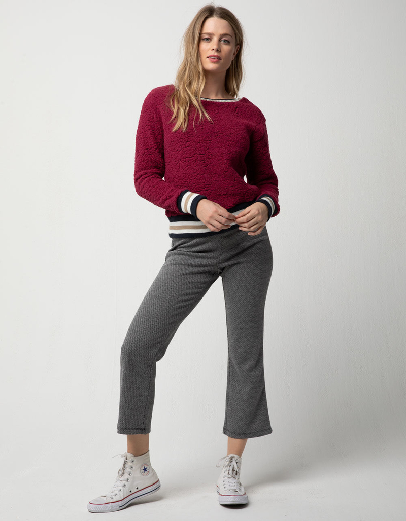 POOF Woobie Contrast Burgundy Womens Sweater image number 3