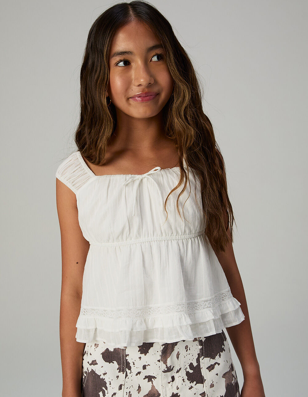 RSQ Girls Tie Babydoll Top - WHITE | Tillys