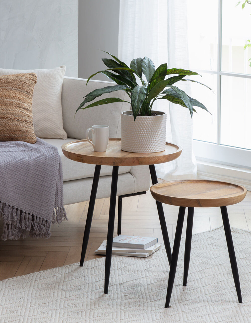 Chervey Mango Wood & Iron Side Table - Large image number 1