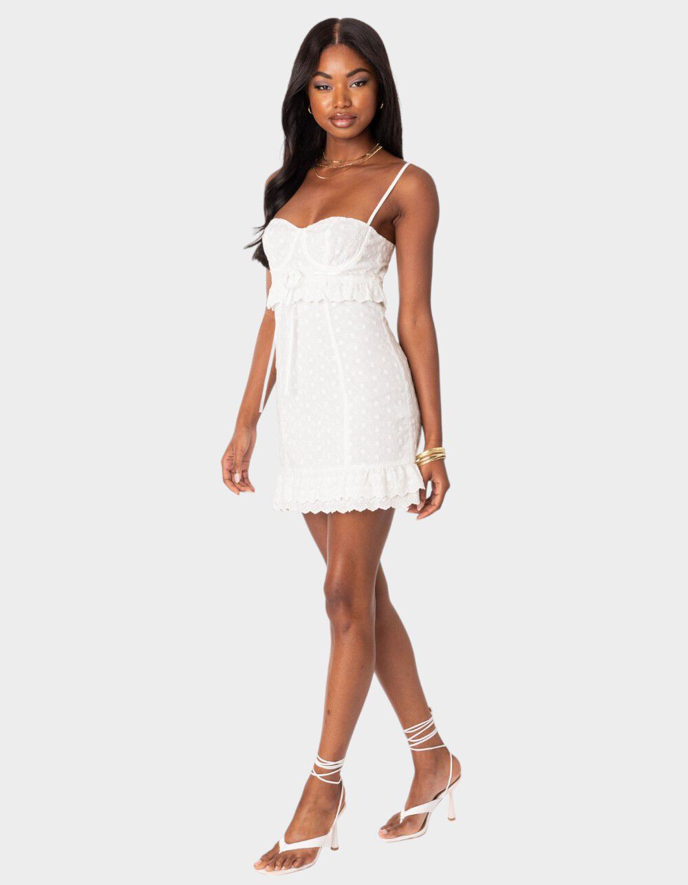 EDIKTED Philippa Embroidered Cotton Mini Dress - WHITE | Tillys