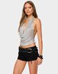 EDIKTED Shiny Knit Cowl Neck Backless Top image number 2