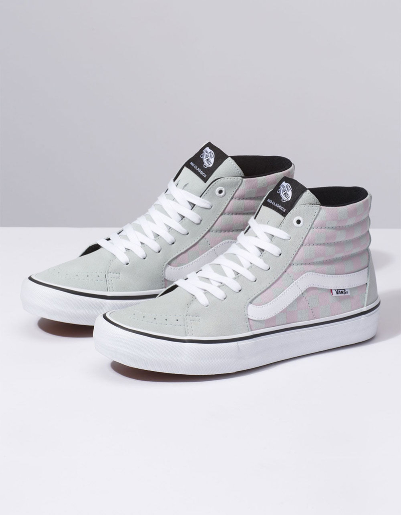 VANS Checkerboard Sk8-Hi Pro Smoke & Violet Ice Shoes image number 1