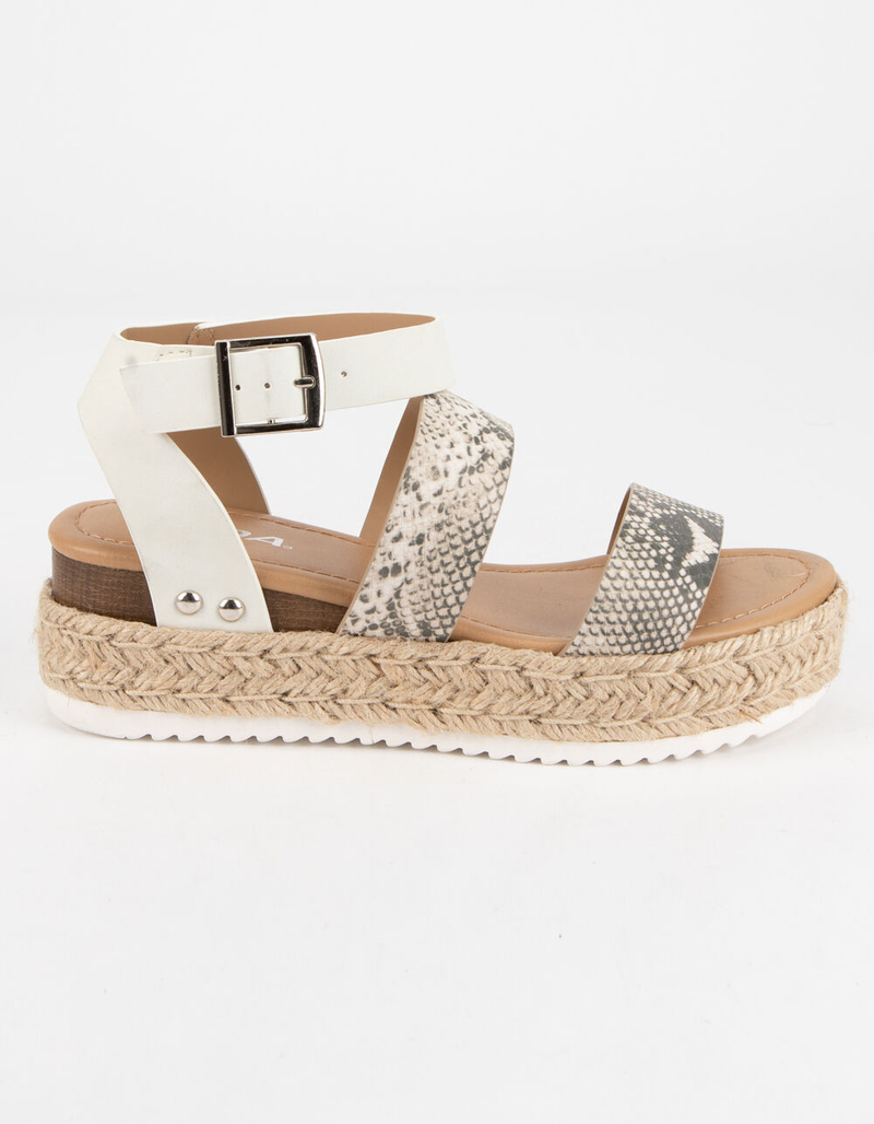 SODA Ankle Banded Womens Snake Espadrille Flatform Sandals image number 1