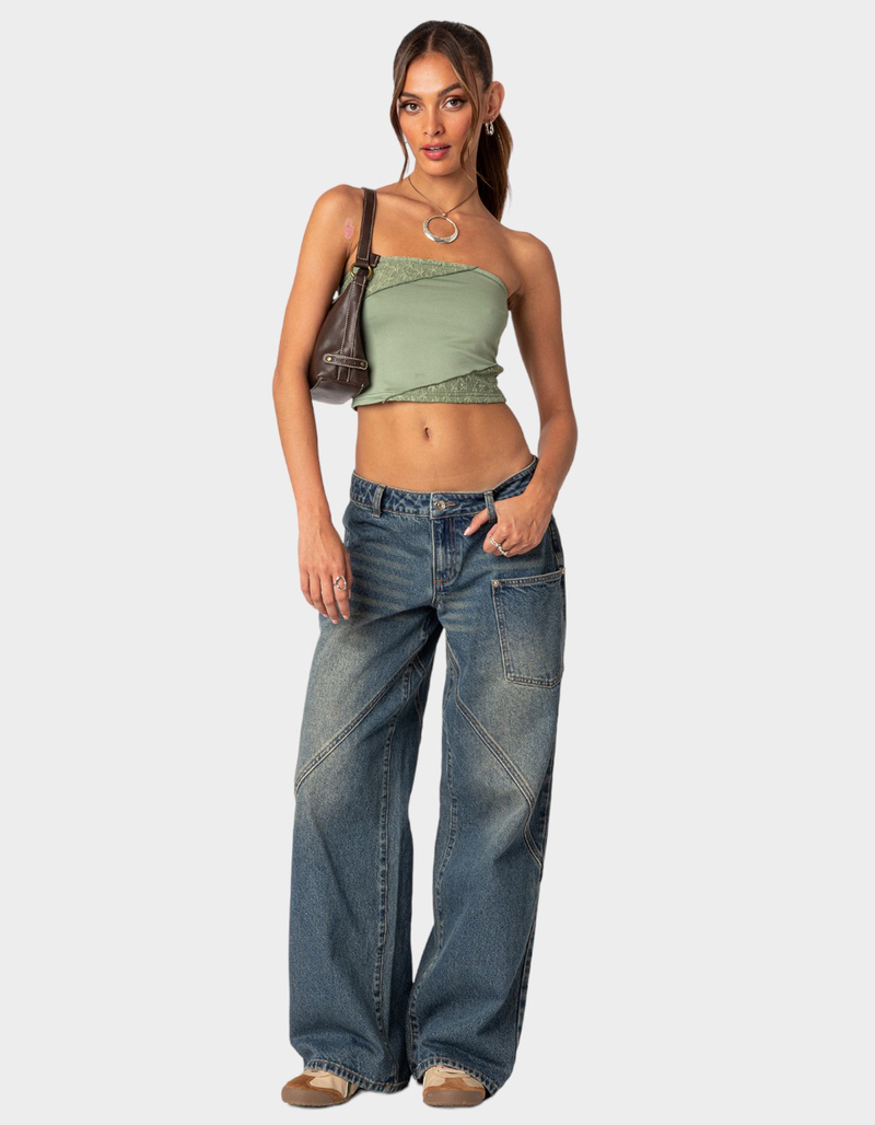 EDIKTED Lace Patchwork Womens Tube Top image number 1