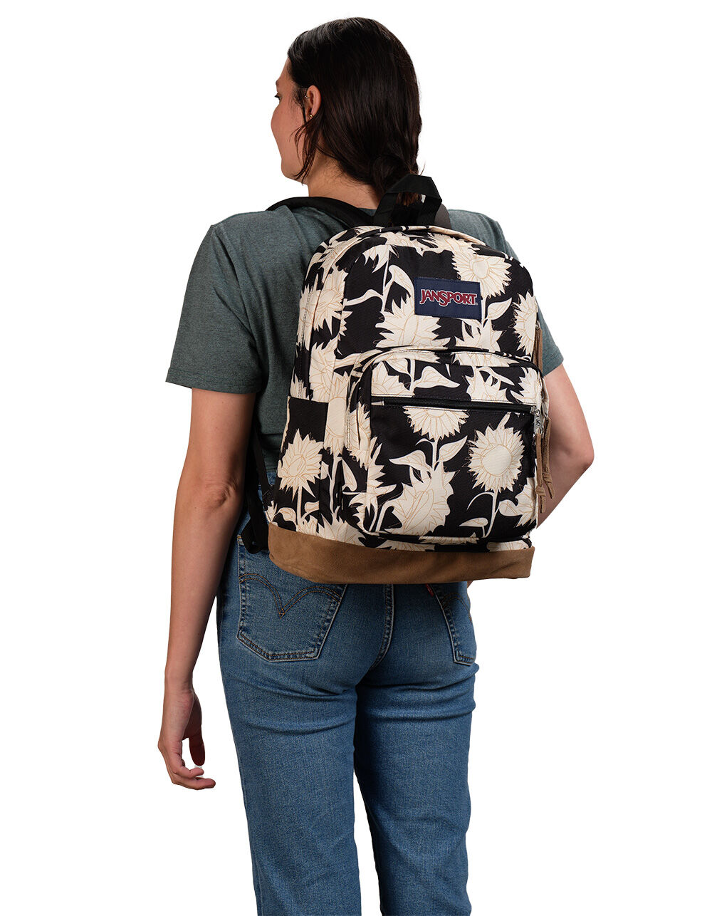 JANSPORT Right Pack Backpack - SKETCHY SUNFLOWER BLACK - ONE SIZE