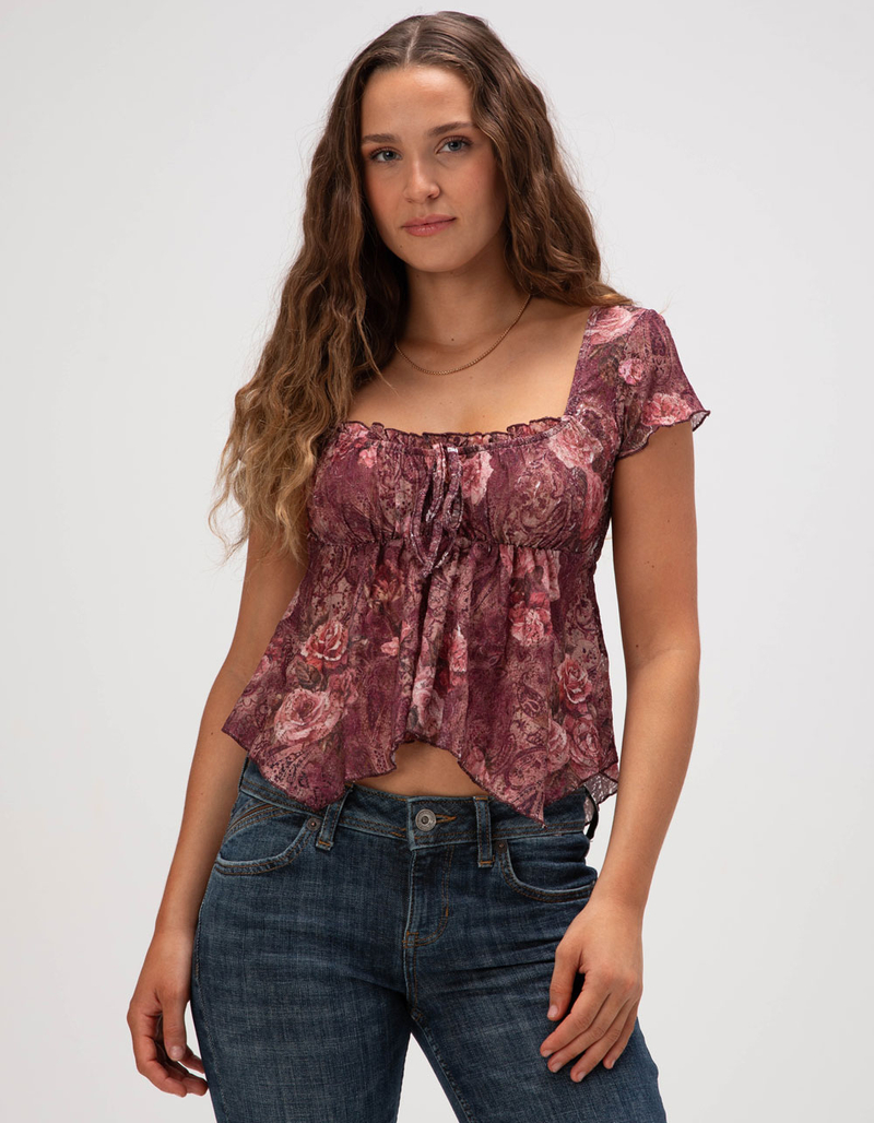 BDG Urban Outfitters Piper Womens Lace Cap Sleeve Top image number 4