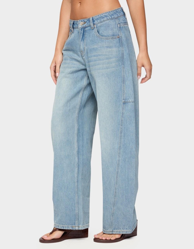 EDIKTED Korie Barrel Leg Low Rise Jeans image number 1