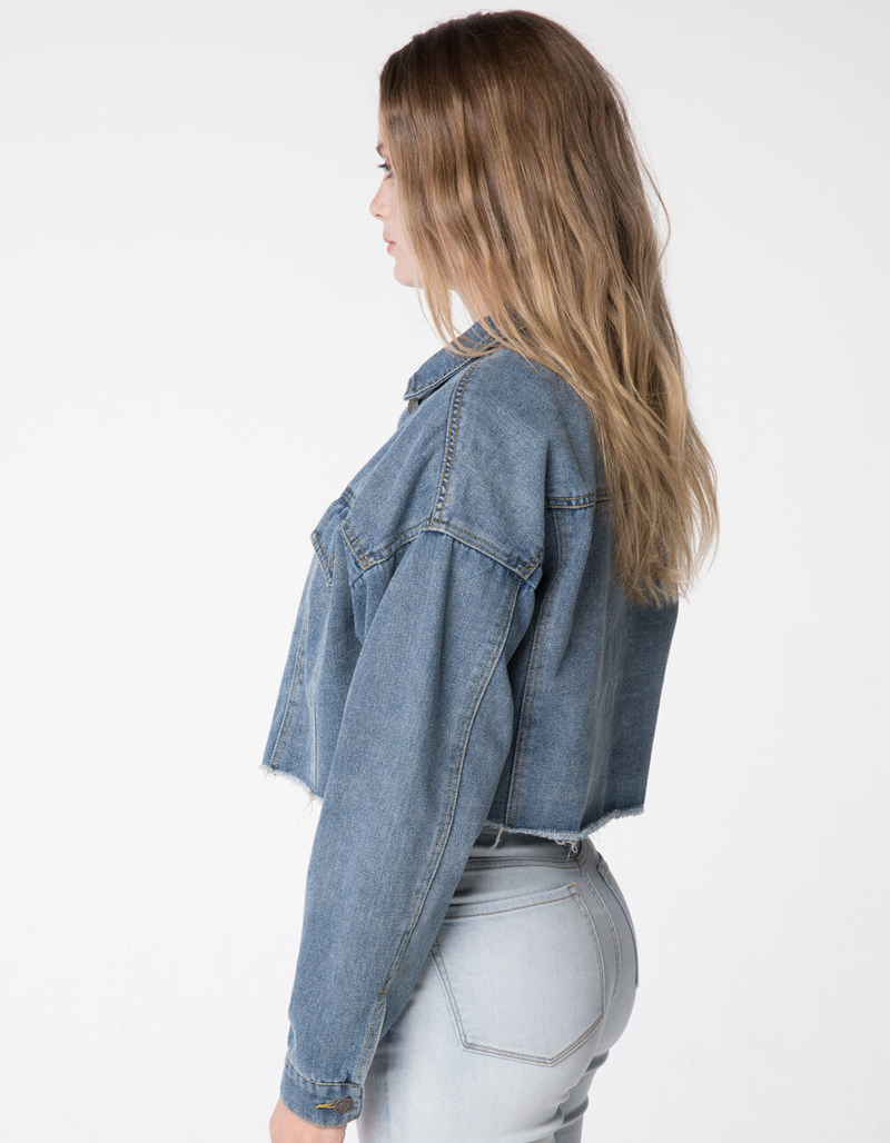 RSQ Crop Frayed Womens Denim Jacket image number 1