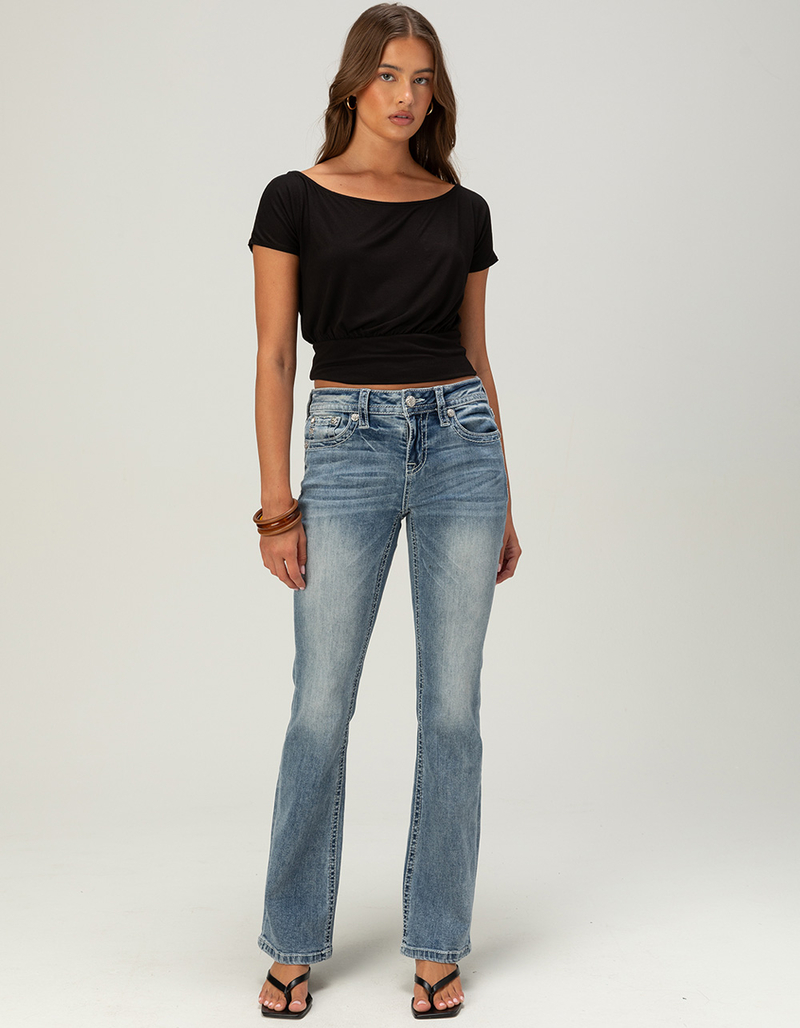 MISS ME Flap Mid Rise Womens Bootcut Jeans image number 5