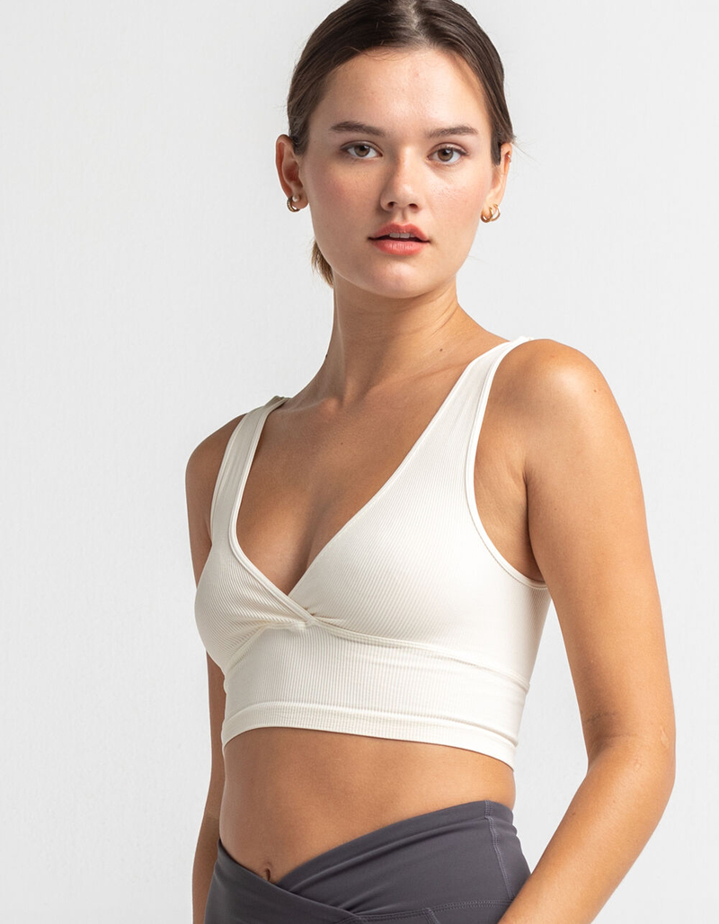 RSQ Womens Off White Seamless Surplice Tank image number 0