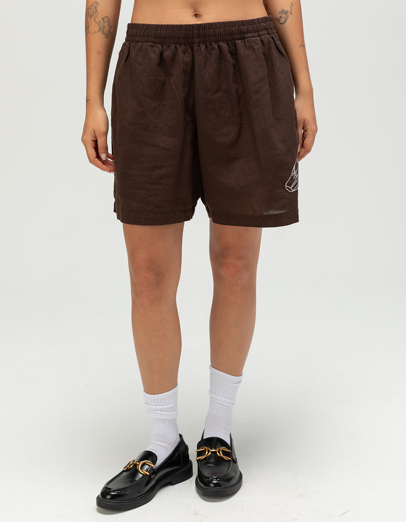 OBEY Slippers Womens Linen Shorts image number 2