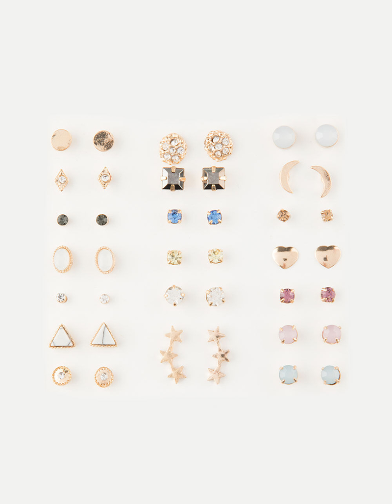 FULL TILT 20 Pairs Marble & Star Stud Earrings image number 0