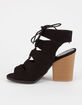 QUPID Lace Up Peep Toe Womens Booties image number 3