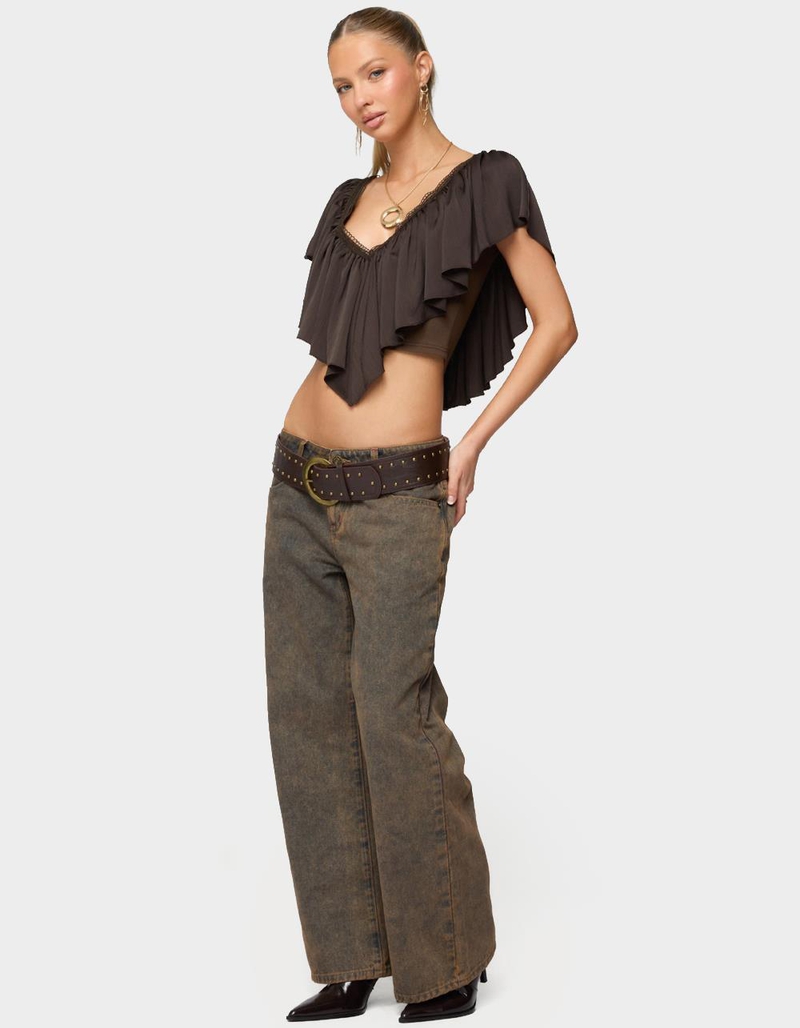 EDIKTED Deena Ruffled V-Neck Top image number 3