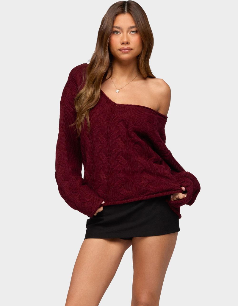 EDIKTED Inga Oversized Cable Knit Sweater image number 0