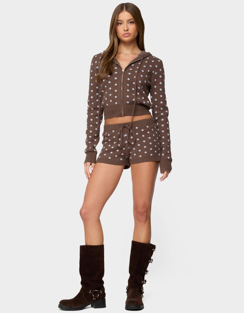 EDIKTED Kenny Polka Dot Knit Shorts image number 3