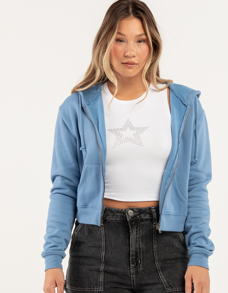 FULL TILT Essentials Womens Zip Crop Hoodie  image number 4