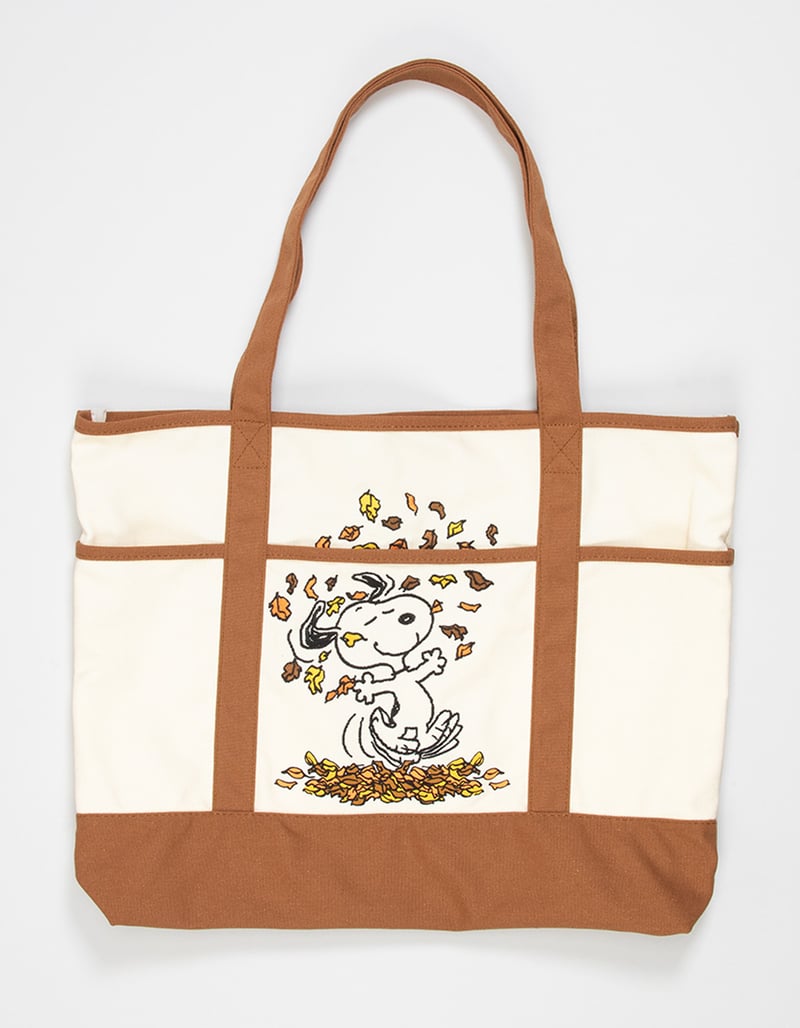 RSQ x Peanuts Fall Leaves Canvas Tote Bag image number 6
