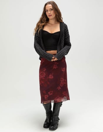 RSQ Womens Cable Knit Zip-Up Sweater Alternative Image