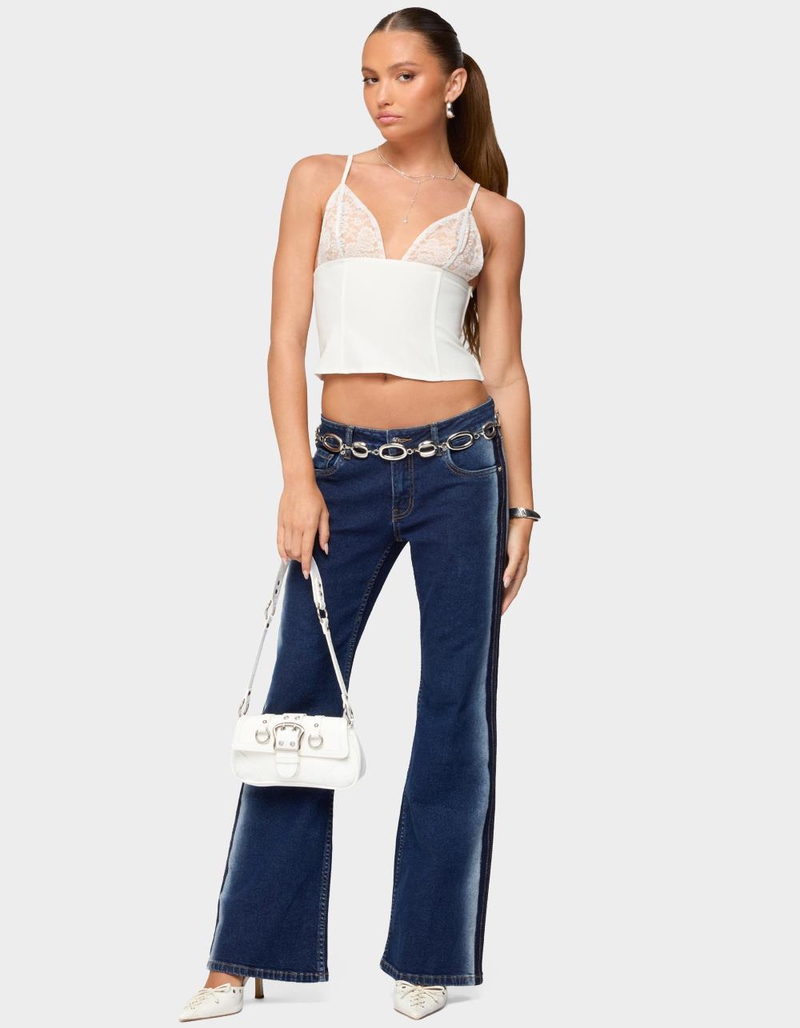 EDIKTED Keesha Lacey Boned V-Neck Top image number 4